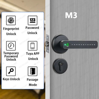 RAYKUBE M3 Tuya BLE Digital Fingerprint Door Lock Electronic Lock