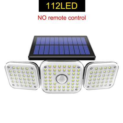 Solar Outdoor Light 182/112 LED Solar Security Flood Lighting with 3 Modes Adjustable Lighting Head for Garage Garden Yard